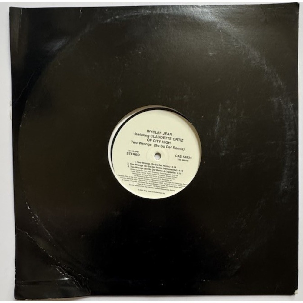 Wyclef Jean Feat. Claudette Ortiz of City High - Two Wrongs, Record 12" VG